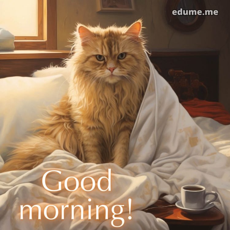 Good morning whatsapp picture cat in bed gratis