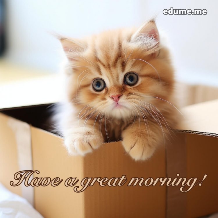 Good morning Whatsapp message picture box cat gratis