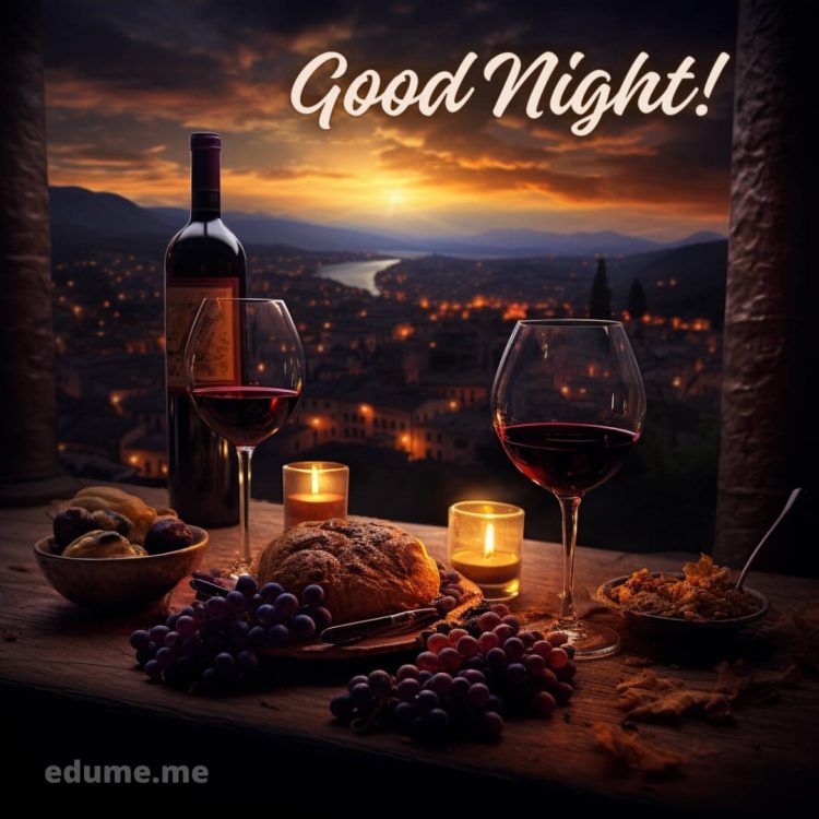Good night image for Whatsapp picture wine gratis