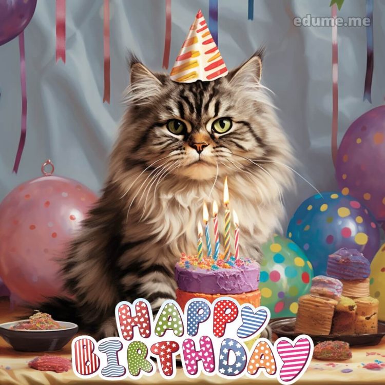 Cat Birthday cards picture cake gratis