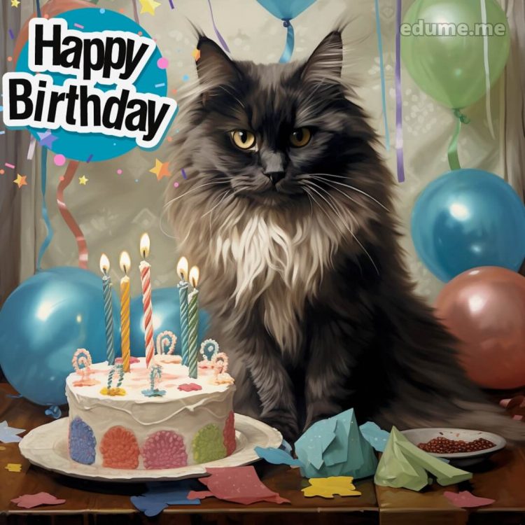 Cat Birthday cards picture cat cake gratis