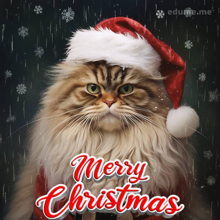Cat Christmas cards picture cat in a hat gratis