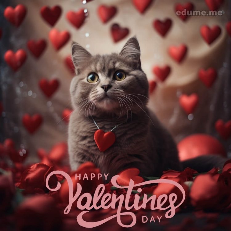 Cat Valentine cards picture gray cat gratis