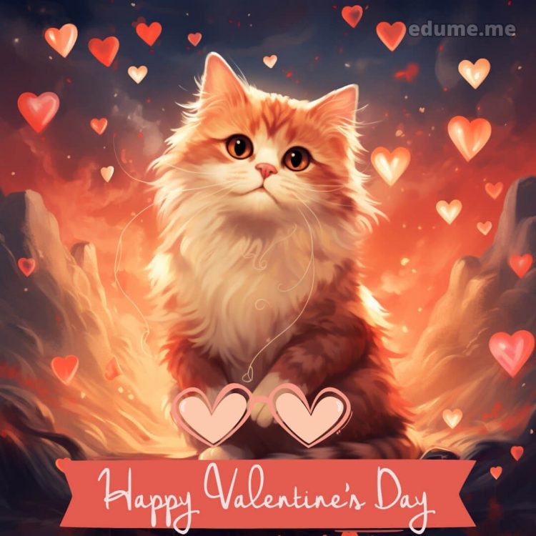 Cat Valentine cards picture hearts gratis