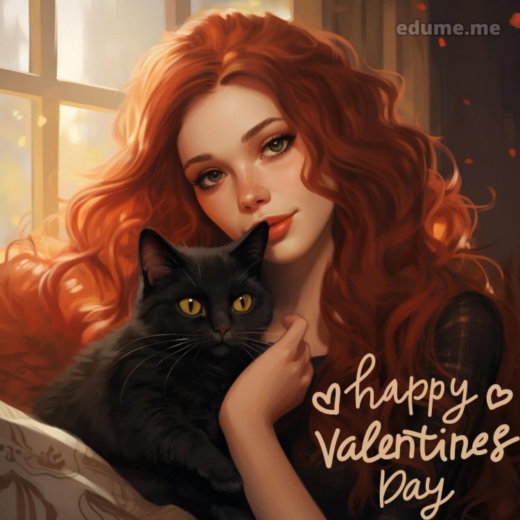 Cat Valentine cards picture black cat gratis