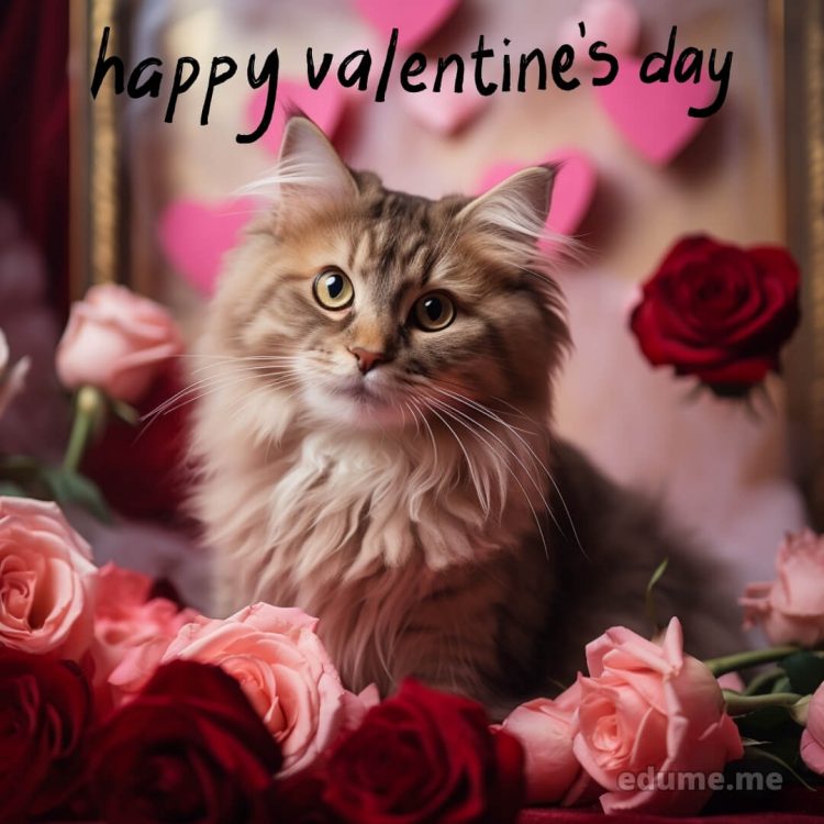 Cat Valentine cards picture roses gratis