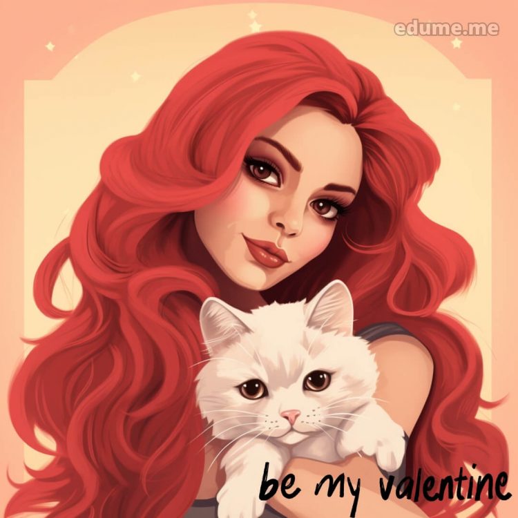 Cat Valentine cards picture girl with a cat gratis