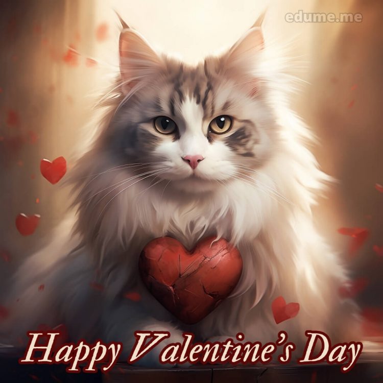 Cat Valentines cards picture white cat gratis