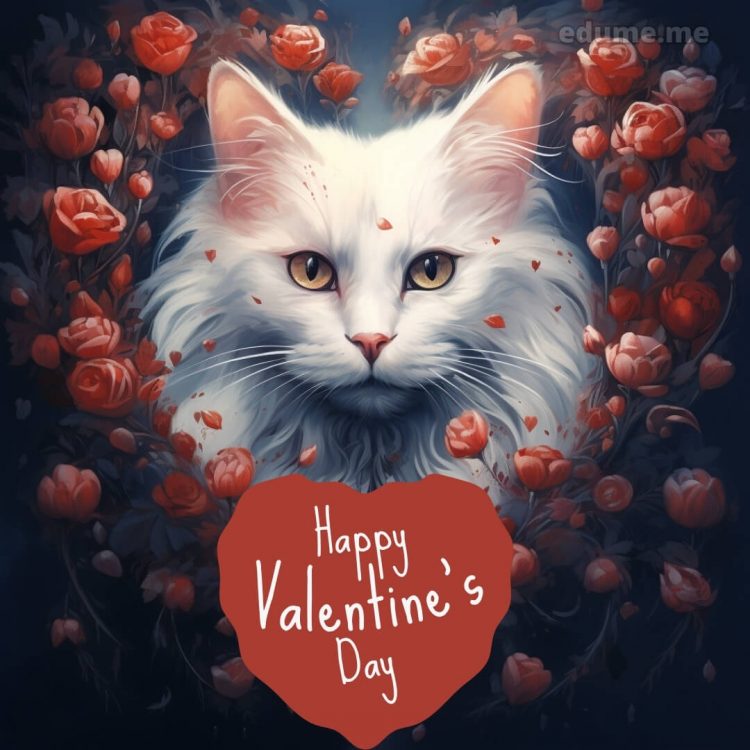 Cat Valentines cards picture heart gratis