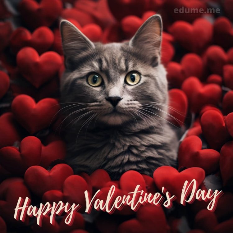 Cat Valentines cards picture gray cat gratis