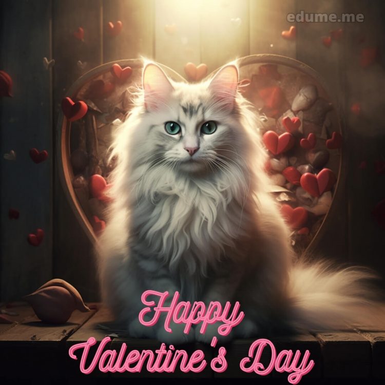 Cat Valentines cards picture fluffy cat gratis