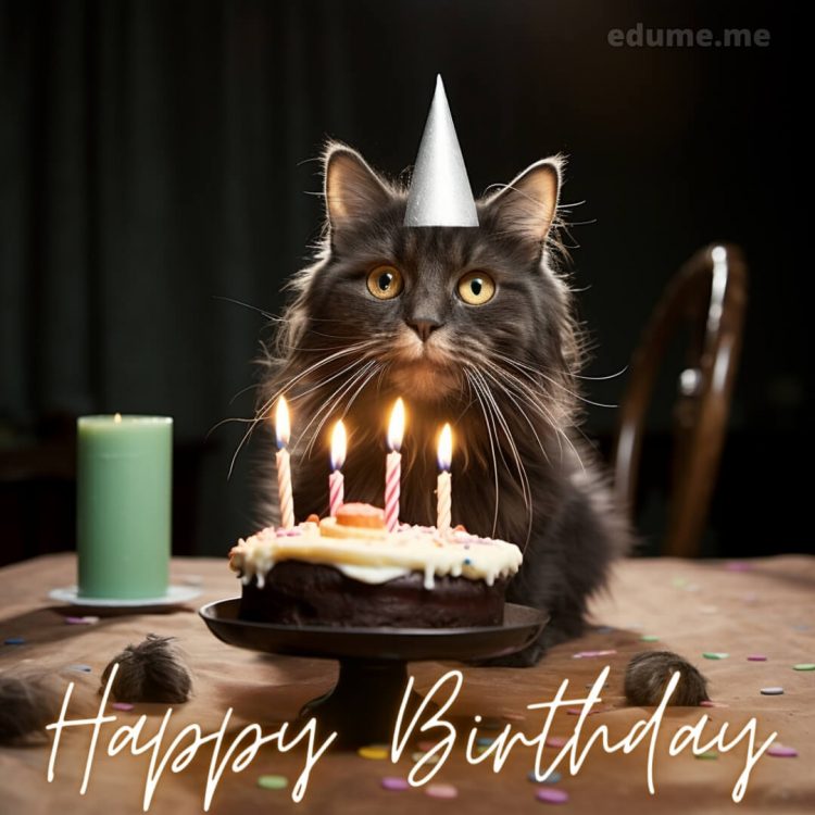 Funny cat Birthday cards picture black cat gratis