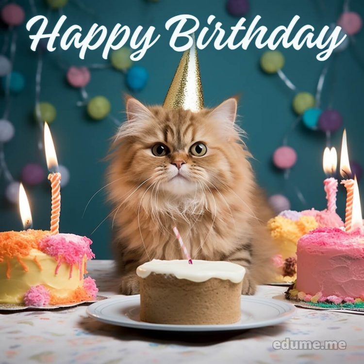 Funny cat Birthday cards picture cake gratis