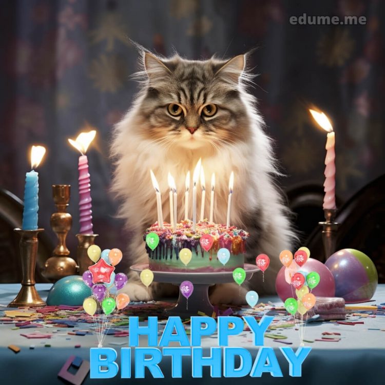 Funny cat Birthday cards picture candles gratis