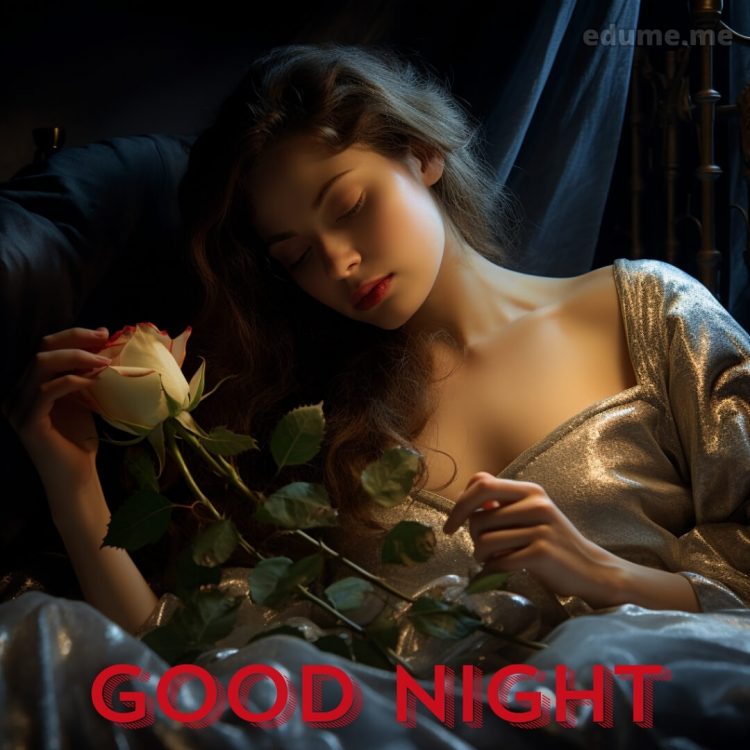 Good night with rose picture girl gratis