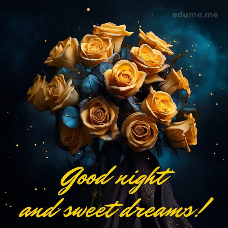 Good night with rose picture yellow roses gratis