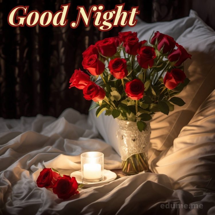 Rose good night images picture bed gratis
