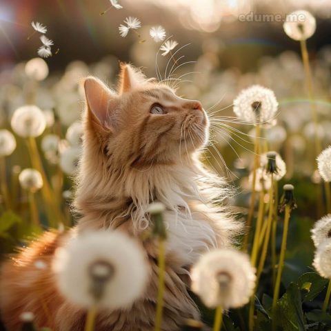 Cute cat images picture dandelions gratis