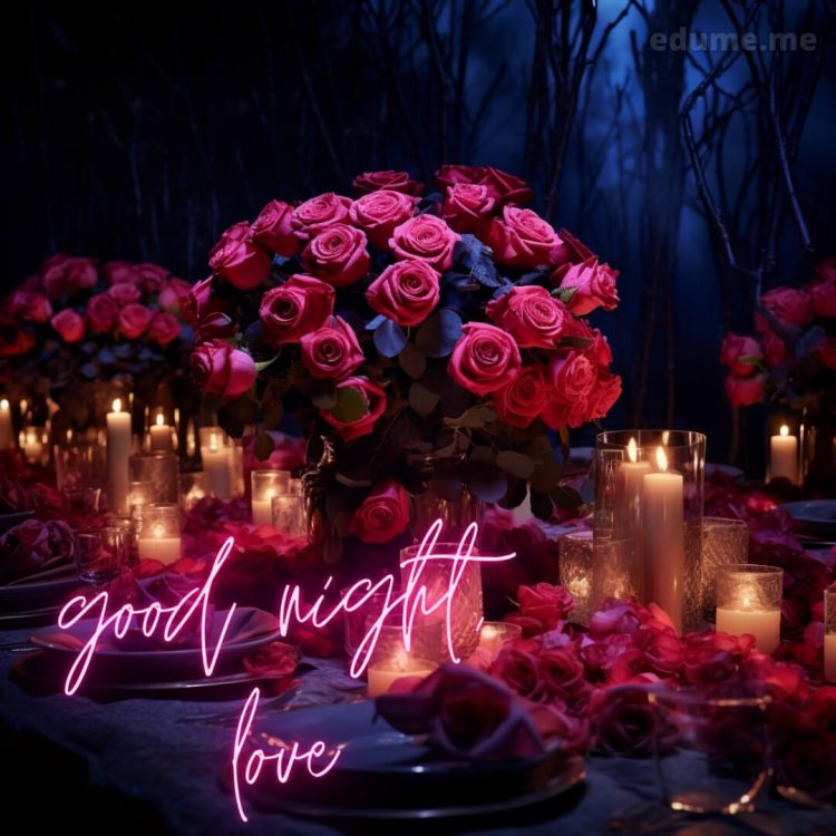 Love rose good night picture candles gratis